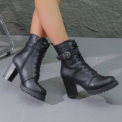 Damen Schnürstiefeletten Schnallendetail