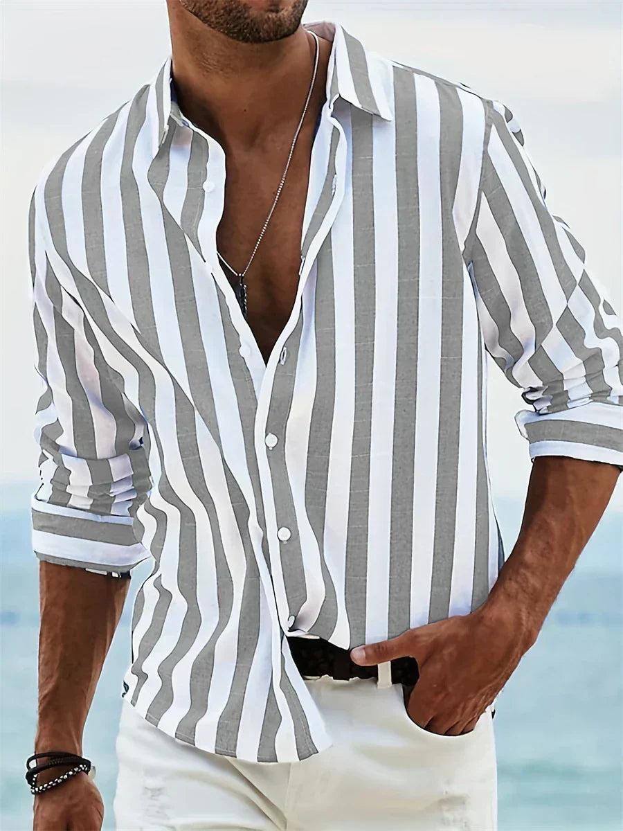 Herren Sommerhemd Gestreift Relaxed Fit