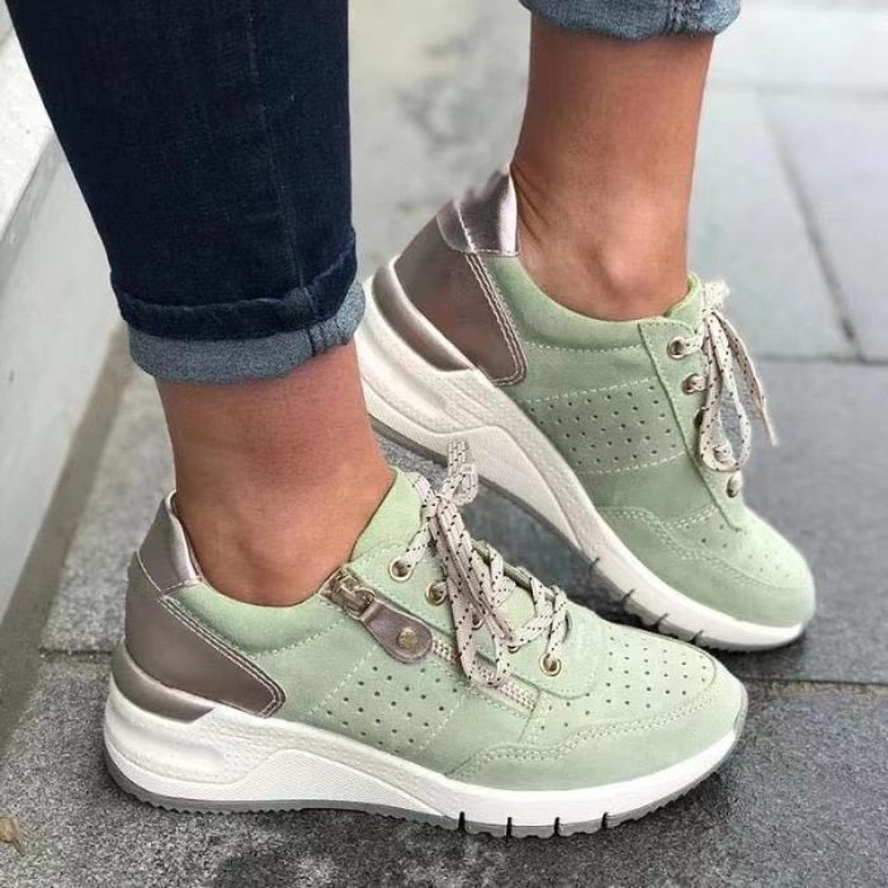 Damen Freizeit-Sneaker Runde Spitze Schnürung - Norvielle
