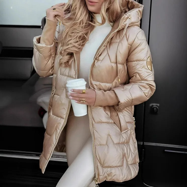 Velmora Damen Steppjacke Kapuze Glänzend