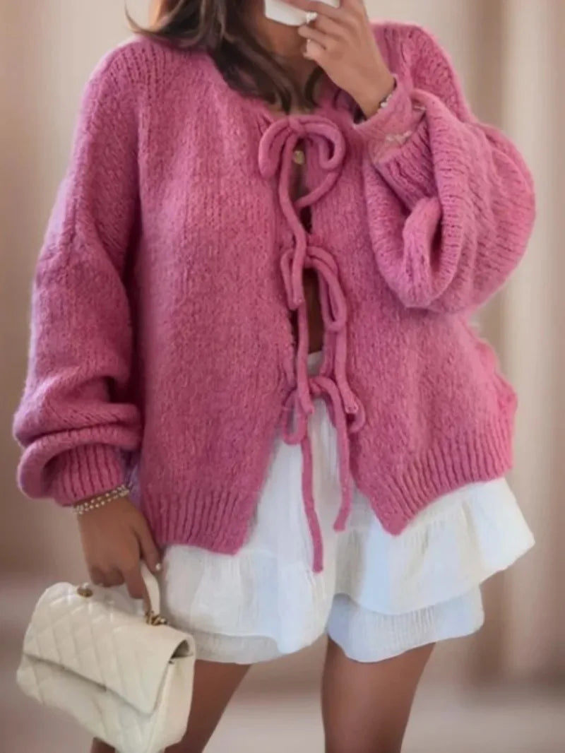 Damen Warme Strickjacke Langärmlig