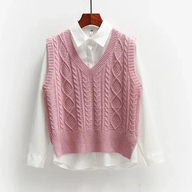 Damen Strickpullover V-Ausschnitt Strukturiert - Norvielle