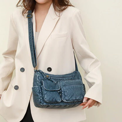 Norvielle Damen Luxe Schultertasche Mehrfachfächer