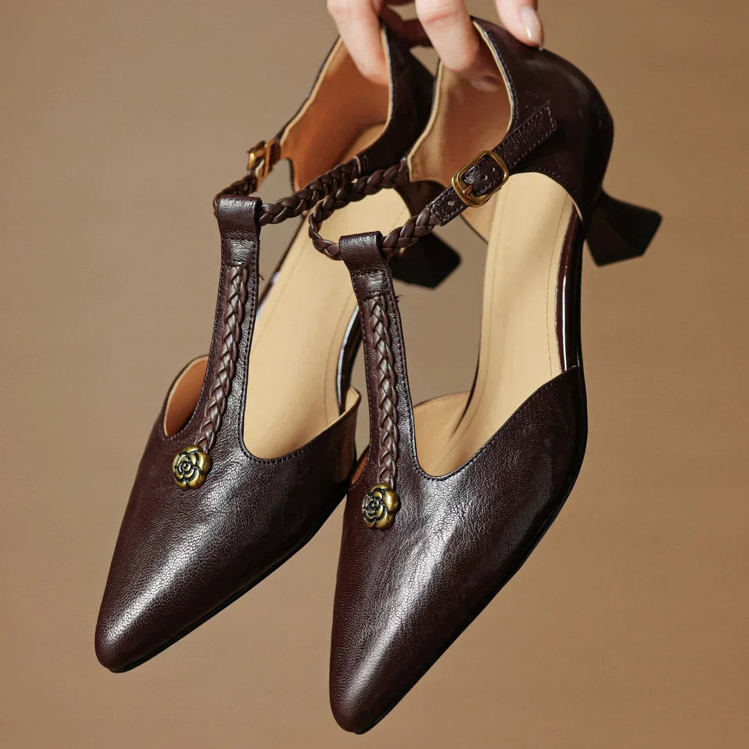 Damen Sandalen Elegante Absatzsandalen geflochtener T-Riemen