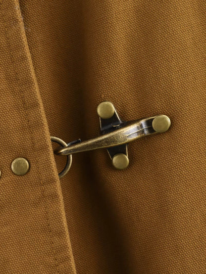 Damen Workwear Jacke Camel Cordkragen Toggle-Verschluss