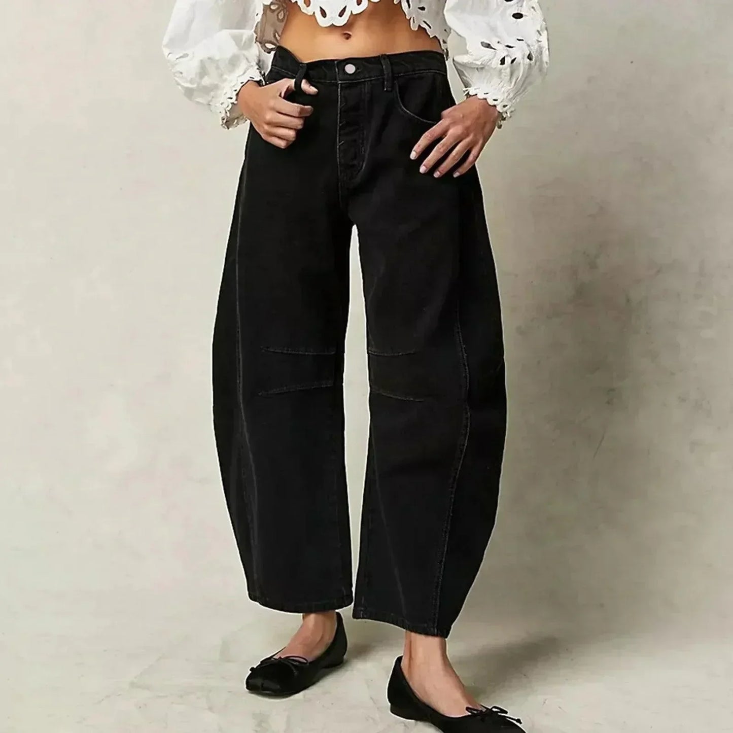 Damen High-Waist-Jeans Locker Passform
