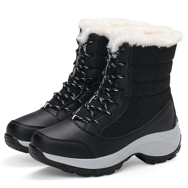 Damen Schneestiefel Mid Calf Kunstfell gefüttert Wasserabweisend