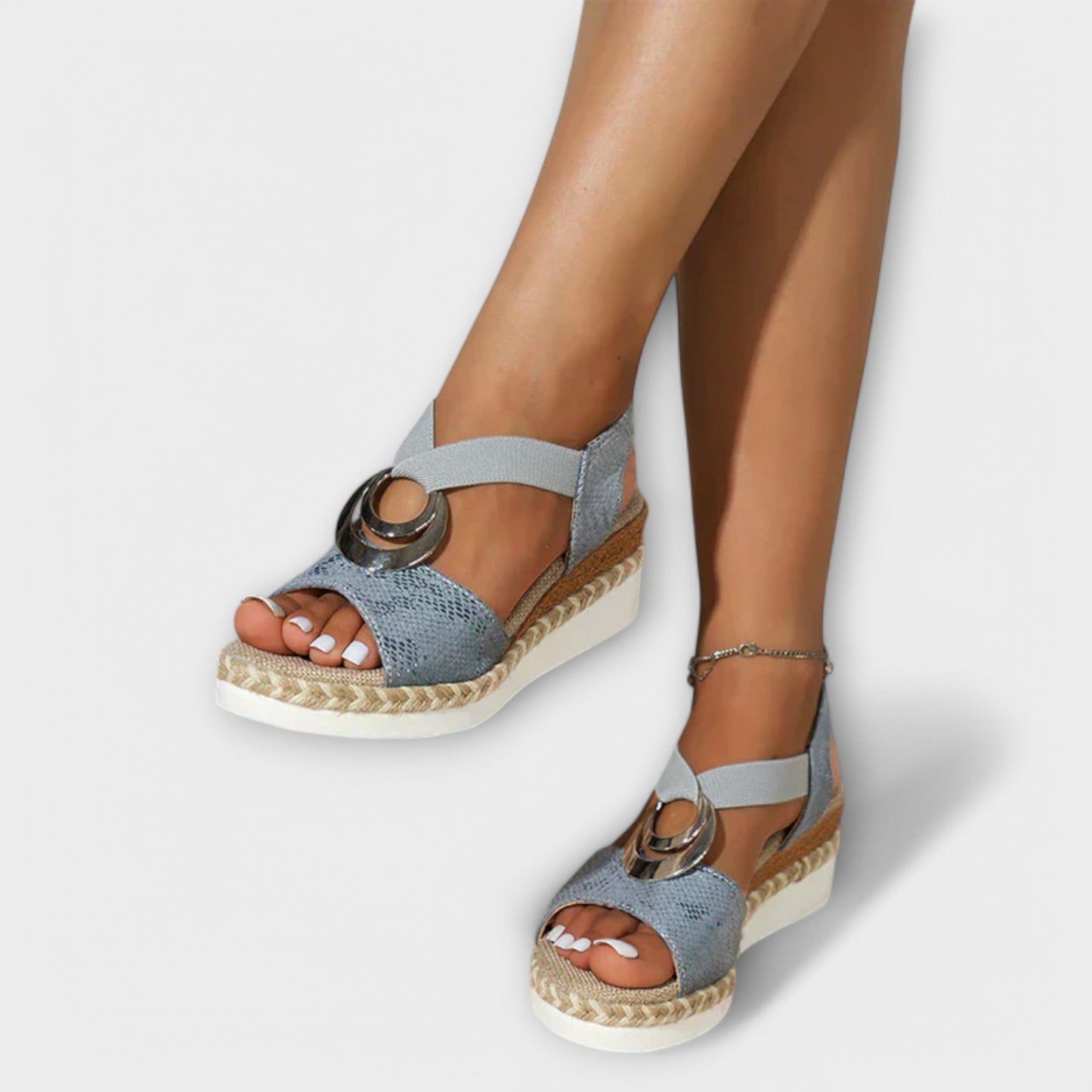 Damen Sandalen Freizeit Leder Beige