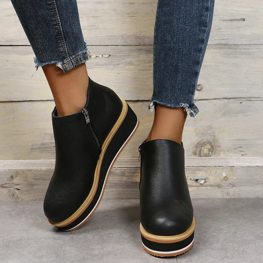 Damen Stiefeletten Plattformsohle Schmaler Schnitt Seitenverschluss - Norvielle