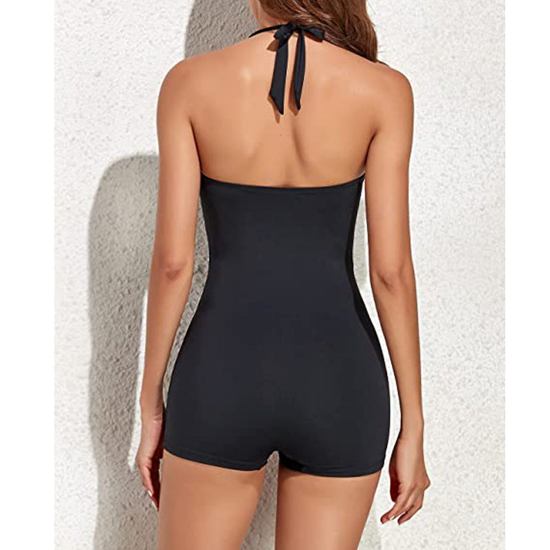 Norvielle Damen Boyleg Badeanzug Sportlich