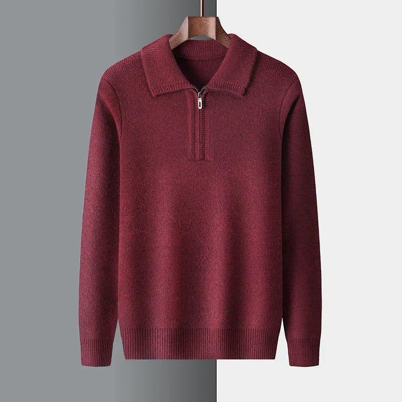 Herren Strickpullover Half-Zip Winterweiß - Norvielle