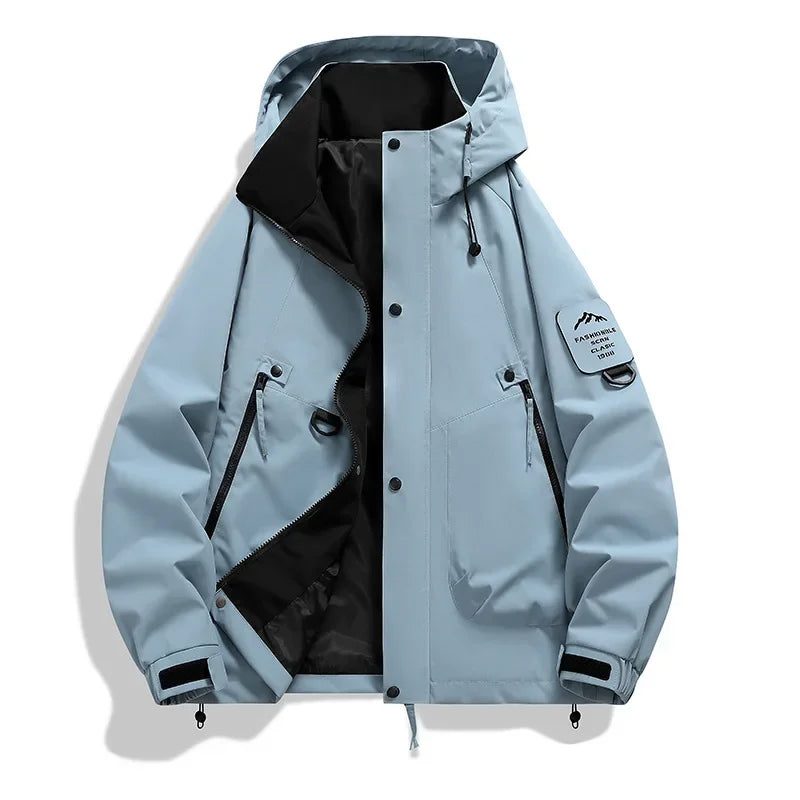 Herren Utility-Jacke Kapuze Reißverschluss