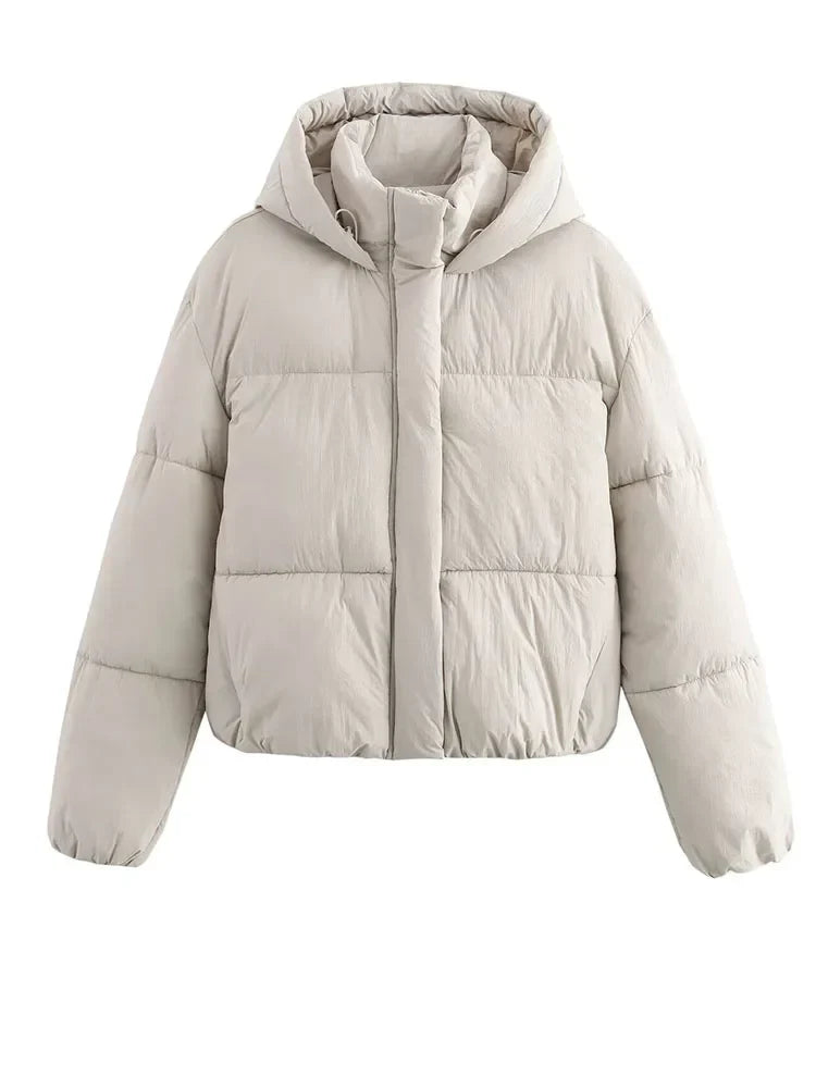 Damen Pufferjacke mit Kapuze Warm Stepp-Design