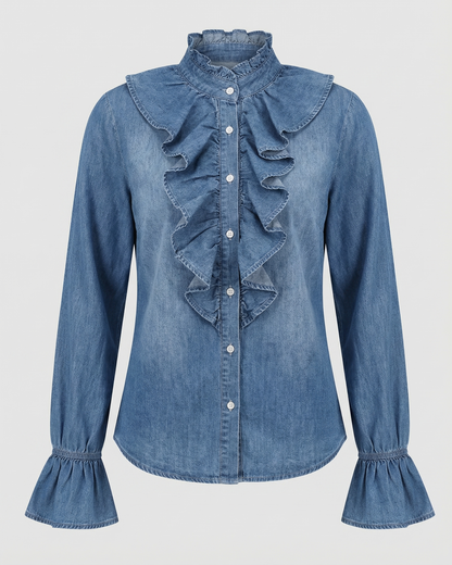 Damen Bluse Rüschendekoration Elegantes Design