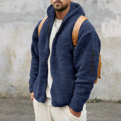 Herren Fleece Winterhoodie Warme Polarjacke Kapuze Schwarz - Norvielle