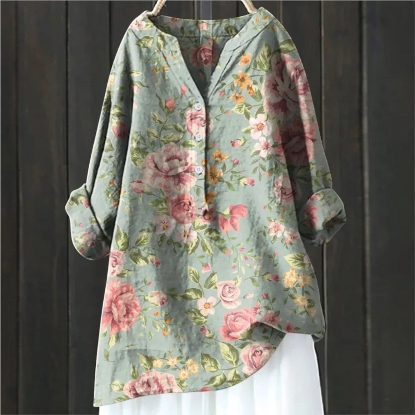Damen Bluse V-Ausschnitt Lang