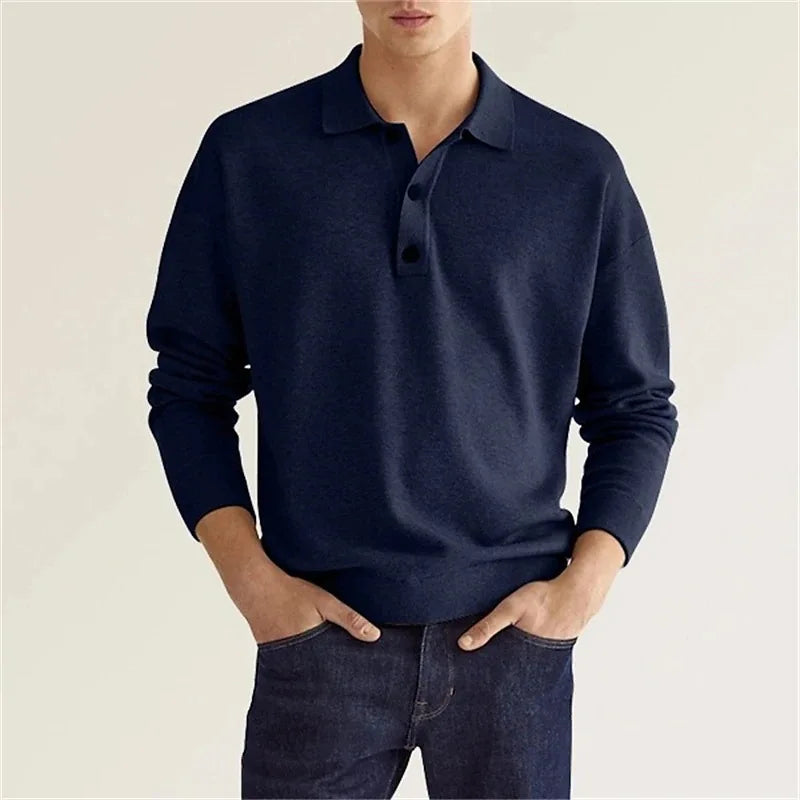 Herren Poloshirt Langärmlig Freizeit