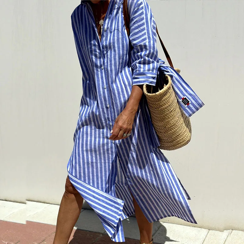 Gestreiftes Damenhemdkleid