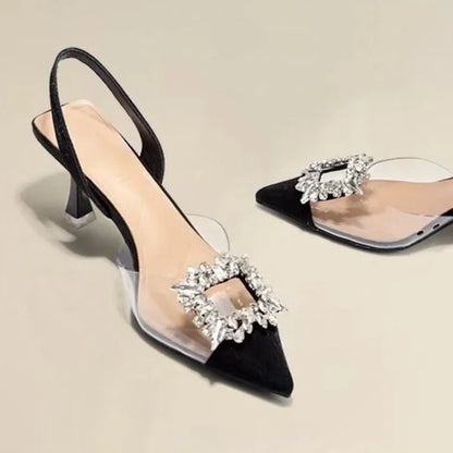 Damen High Heels Spitze Transparent Schuhe