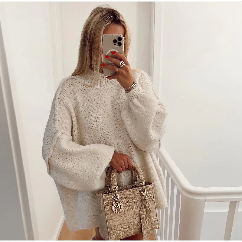Norvielle Damen Oversize Strickpullover Flauschig