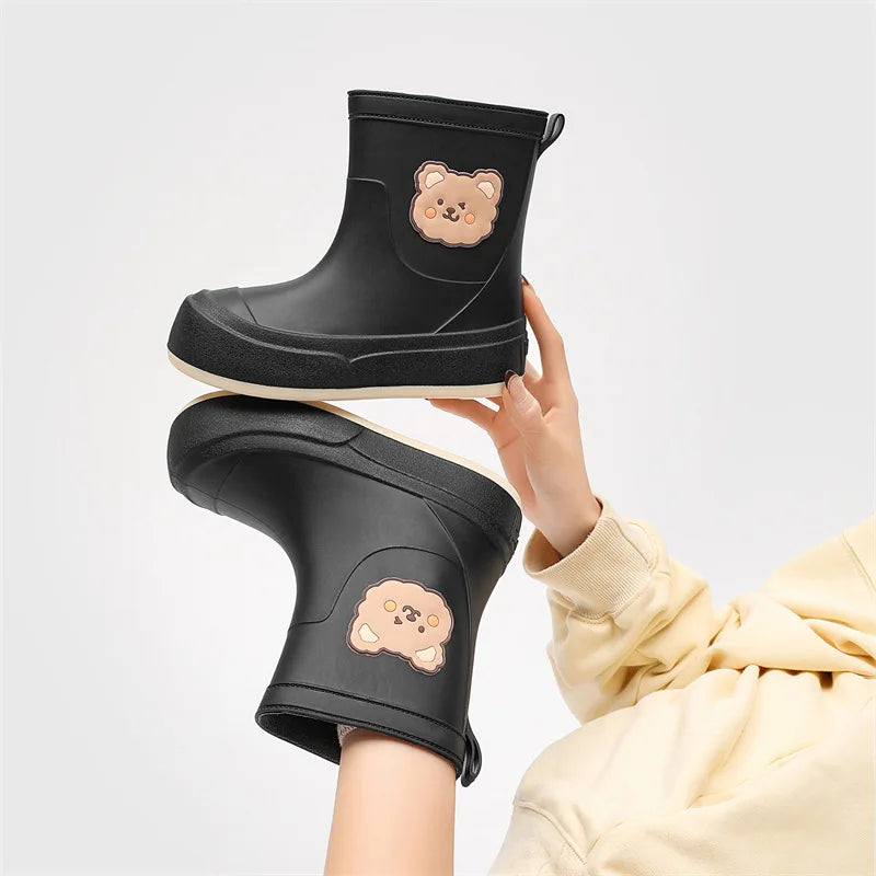 Gummiregenstiefel Wasserdicht Knöchellang Bärenmotiv