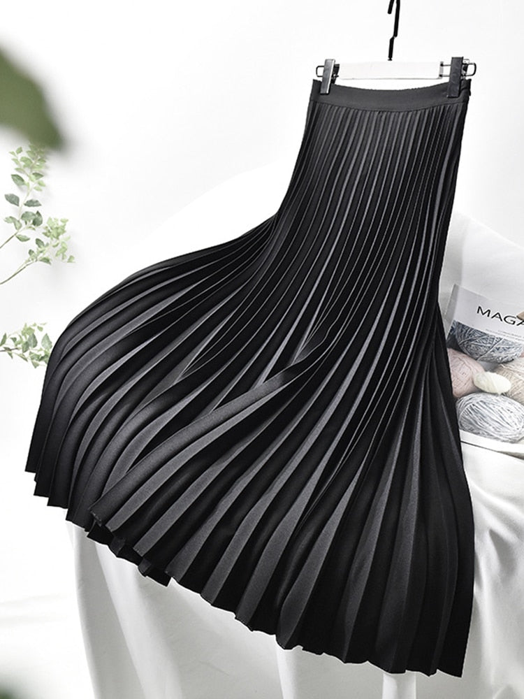 Norvielle Damen Plisseerock Hohe Taille