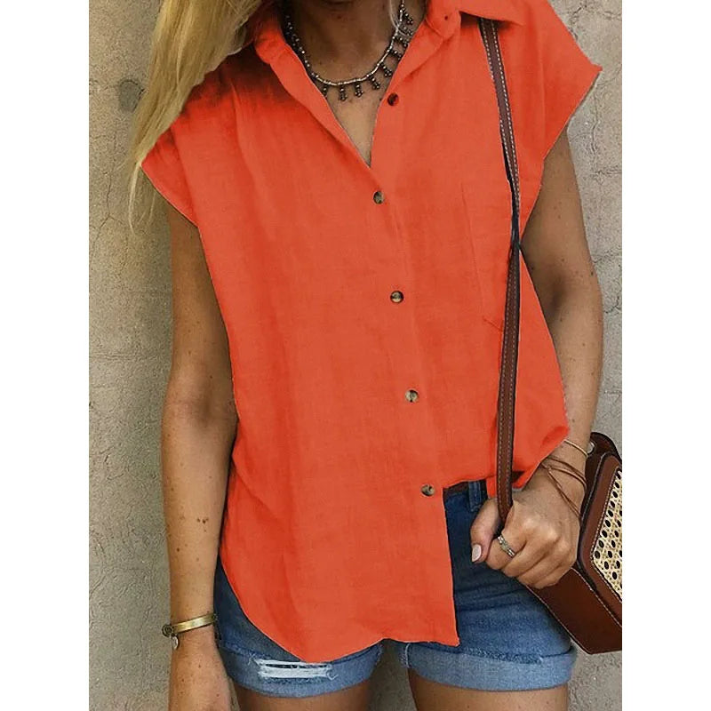 Damen Baumwollbluse mit Knöpfen Weiß