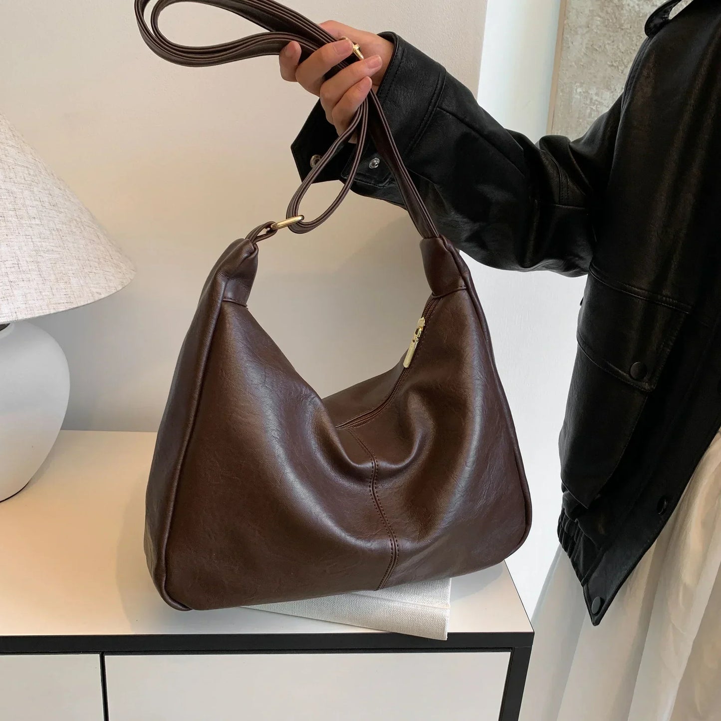 Damen Hobo Handtasche Leder Lässig