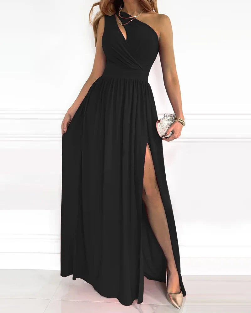 Elegantes Damen Maxikleid Einerschulterdesign - Norvielle