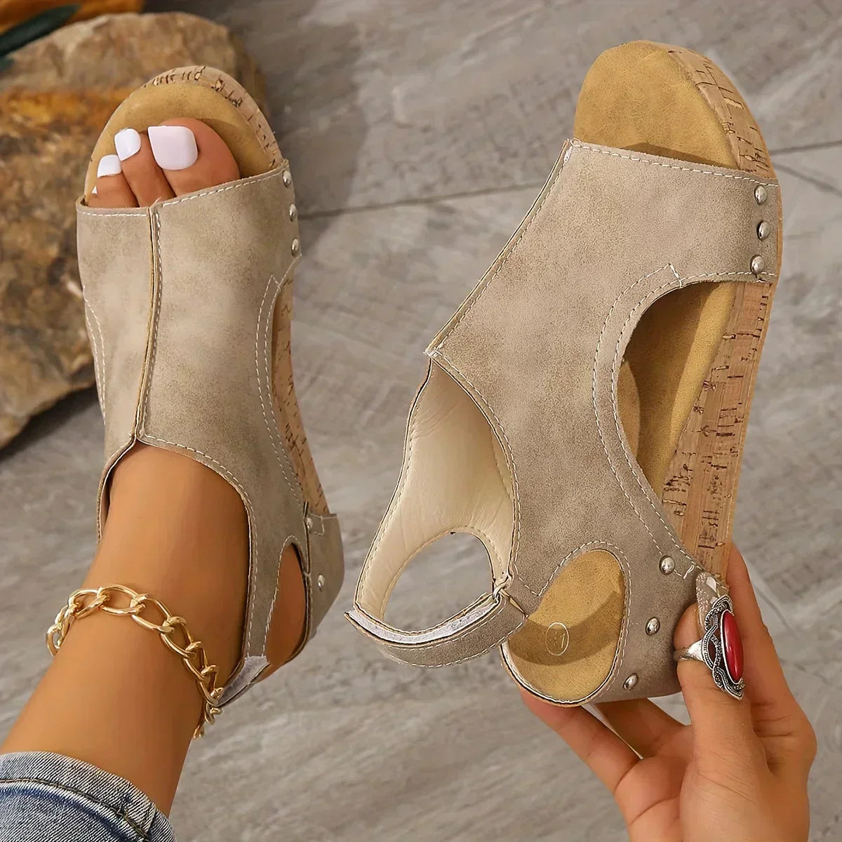 Norvielle Damen Sandalen Malvarrosa Leder