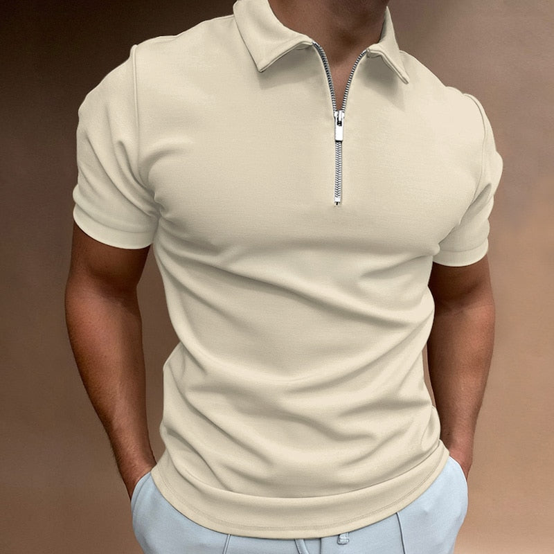 Herren Polo-Shirt Kurzarm Reißverschlusskragen
