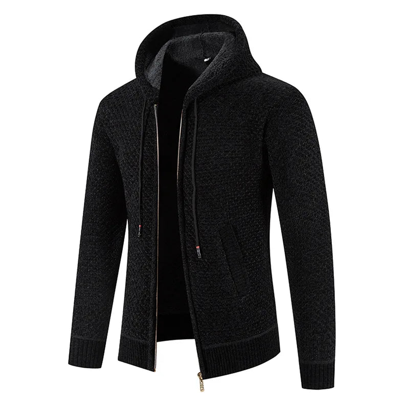 Herren Strickjacke mit Kapuze Reißverschluss