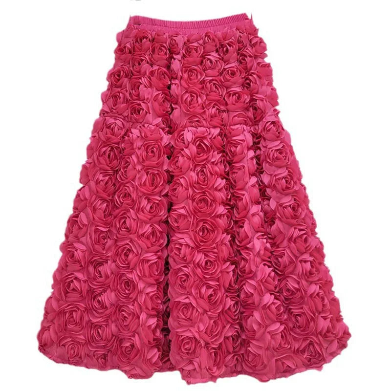 Damen A-Linie Rock Mittlere Länge Faltenrock Hohem Taille Blumenmuster