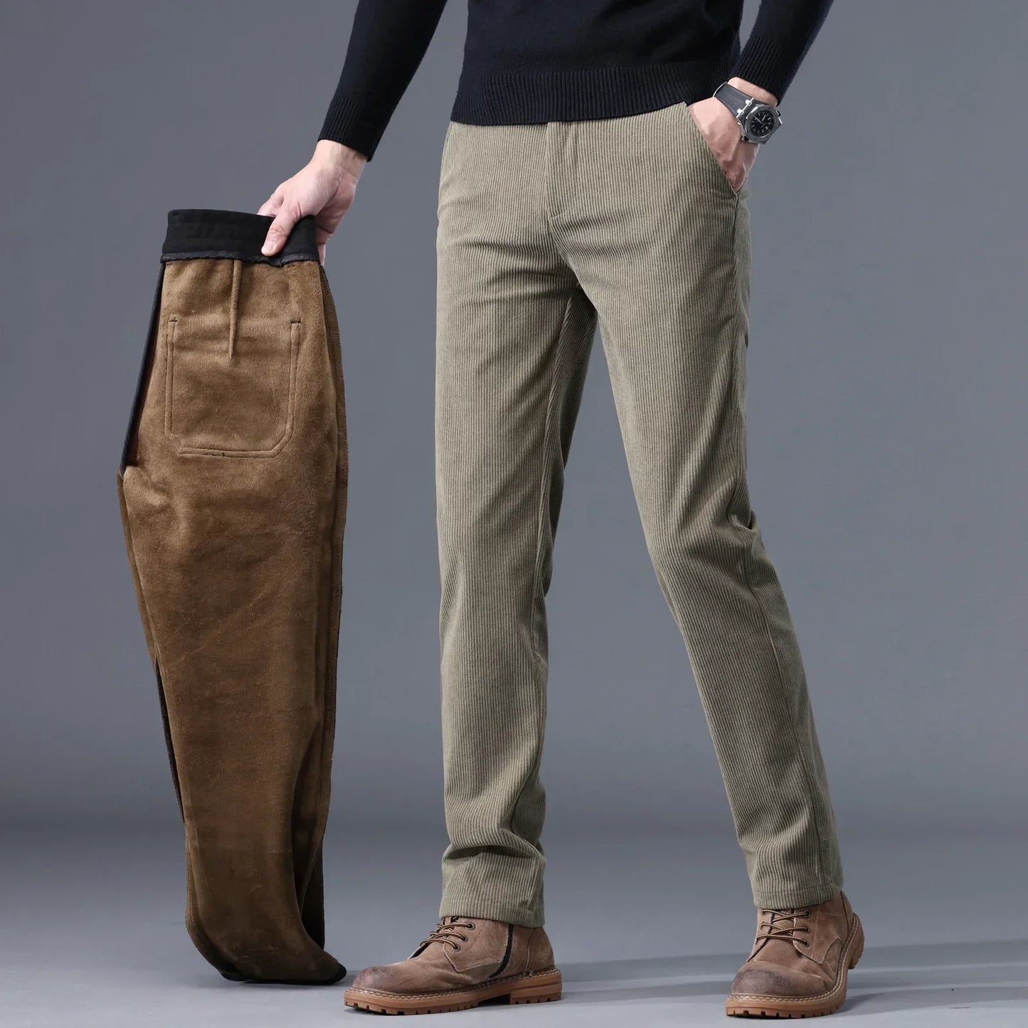 Elmsley Herren Cordhose Slim Fit Fleece