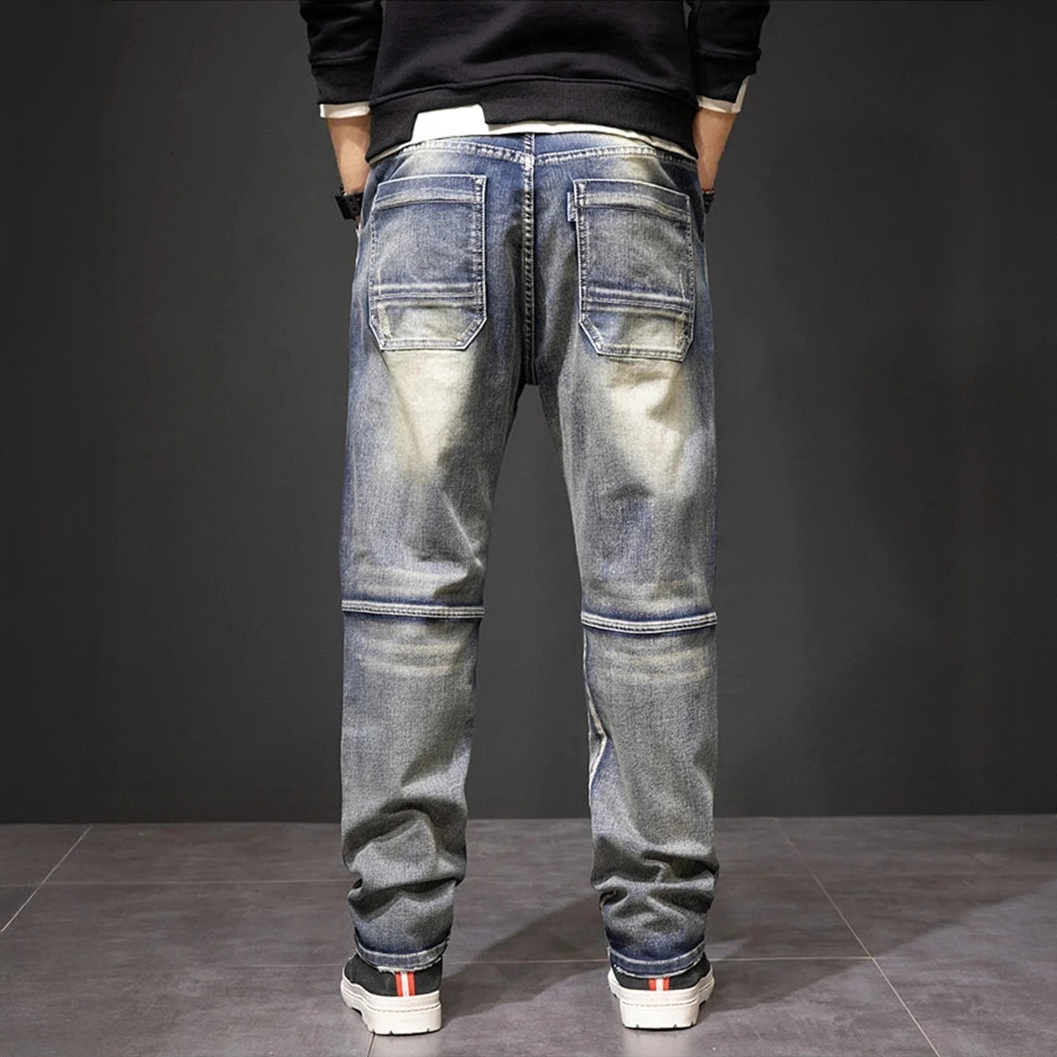 Herren Straight Jeans Mit Knieeinsätzen