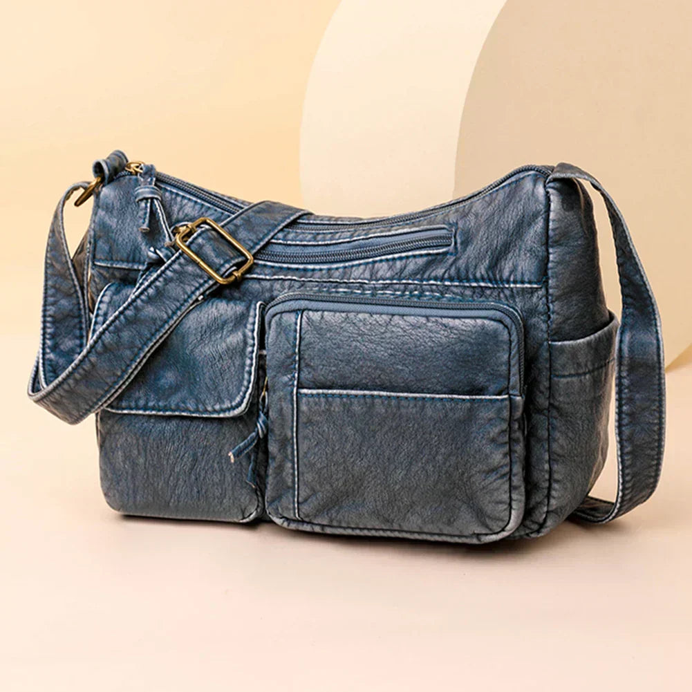 Norvielle Damen Luxe Schultertasche Mehrfachfächer Schwarz - Norvielle