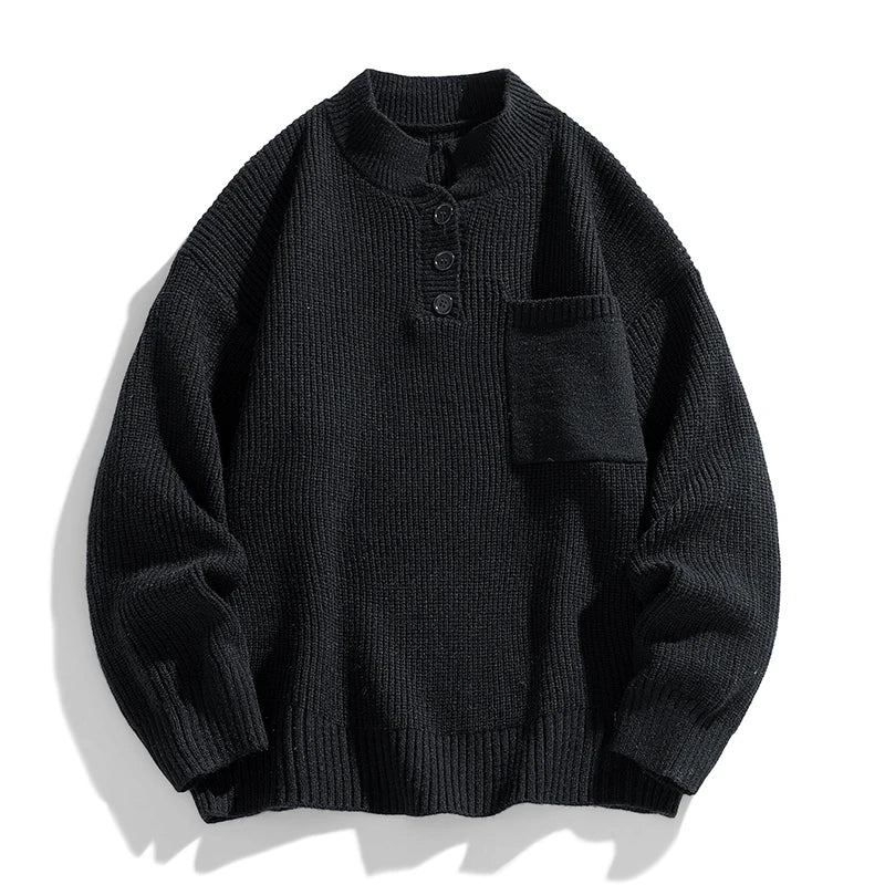 Herren Strickpullover Knopfleiste Winter