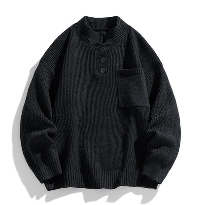 Herren Strickpullover Knopfleiste Winter