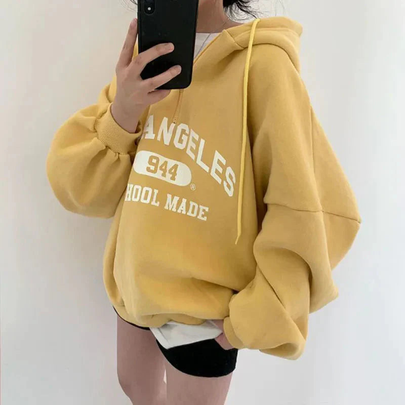 Herren Oversized Hoodie Los Angeles Print Baumwolle