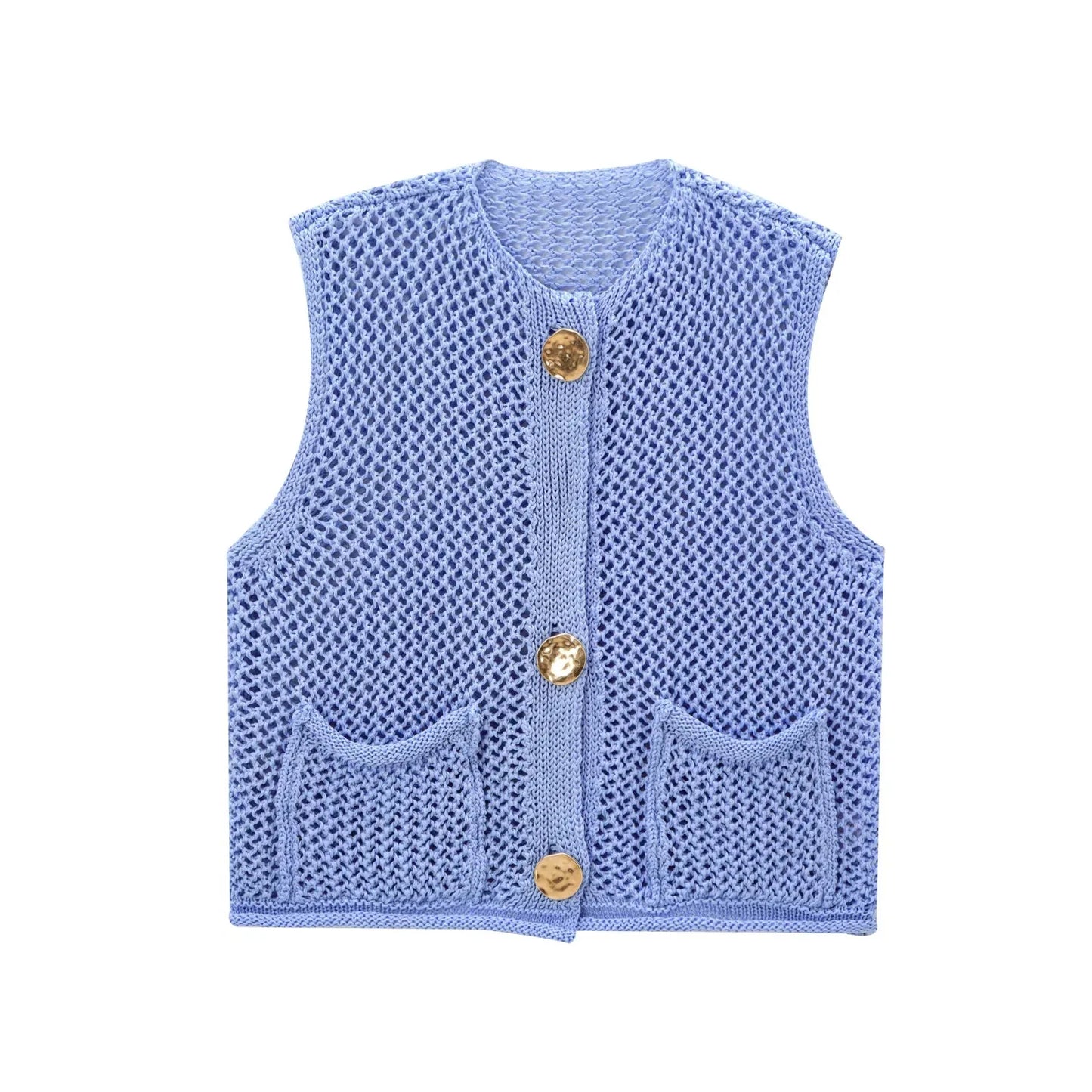 Norvielle Damen Ärmellose Strickweste mit Knöpfen