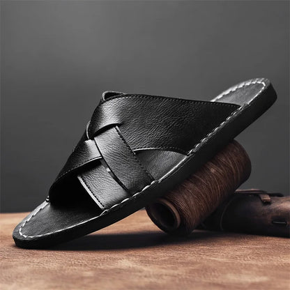 Leder Pantoletten Damen Kreuzriemen
