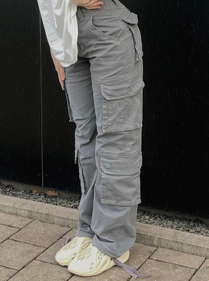 Damen Cargo Hose Wide-Leg mit Taschen Locker