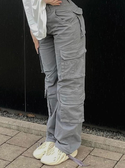 Damen Cargo Hose Wide-Leg mit Taschen Locker