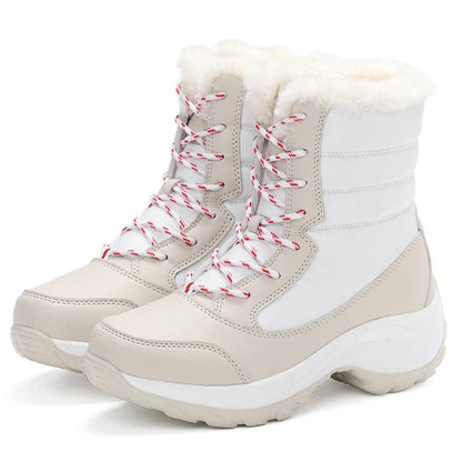 Damen Schneestiefel Mid Calf Kunstfell gefüttert Wasserabweisend