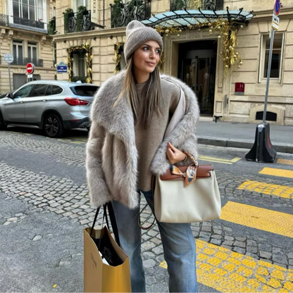 Damen Faux-Fur Wintermantel Velvet