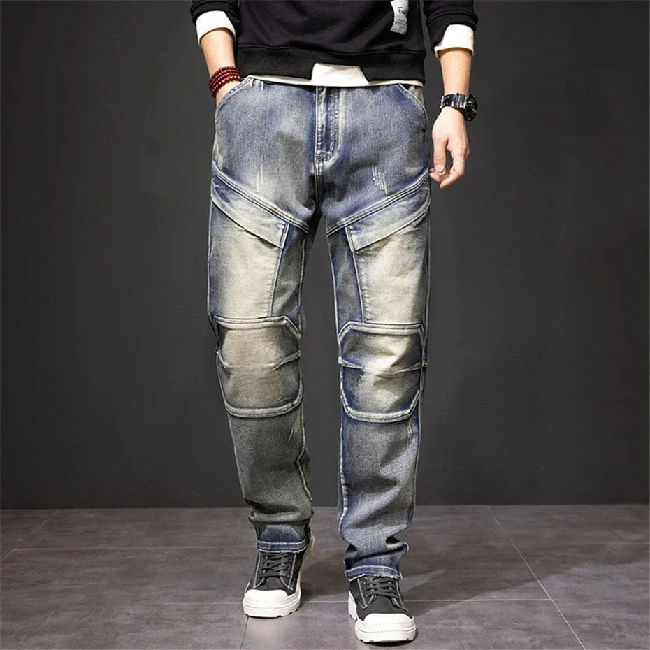 Herren Straight Jeans Mit Knieeinsätzen - Norvielle