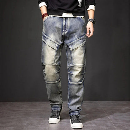 Herren Straight Jeans Mit Knieeinsätzen - Norvielle