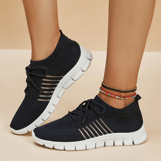 Norvielle Damen Orthopädische Laufschuhe Atmungsaktives Netz Schwarz - Norvielle