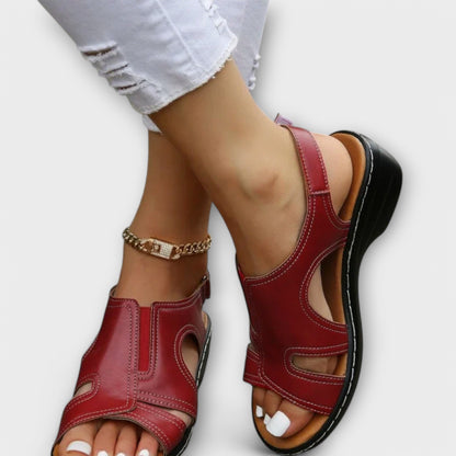 Damen Orthopädische Ledersandalen Komfortabsatz
