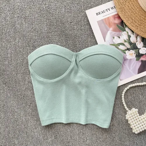 Damen Bustier- Rippstruktur Geformte Cups